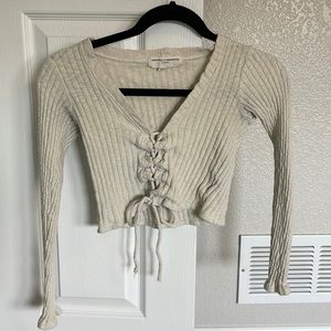 Urban Outfitters Tie Up Long sleeve Crop Top